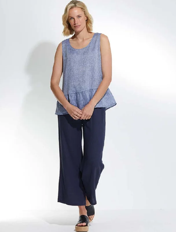 MARCO POLO S/L PEPLUM TANK DENIM - SIZES 8 & 10 flirty tank top