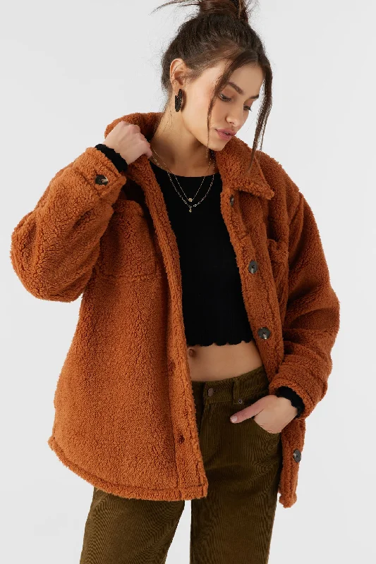O'Neill HEATH HIGH PILE OVERSIZED FLEECE JACKET - SIERRA Front Pockets Side Pockets Patch Pockets O'Neill HEATH HIGH PILE OVERSIZED FLEECE JACKET - SIERRA Front Pockets Side Pockets Patch Pockets