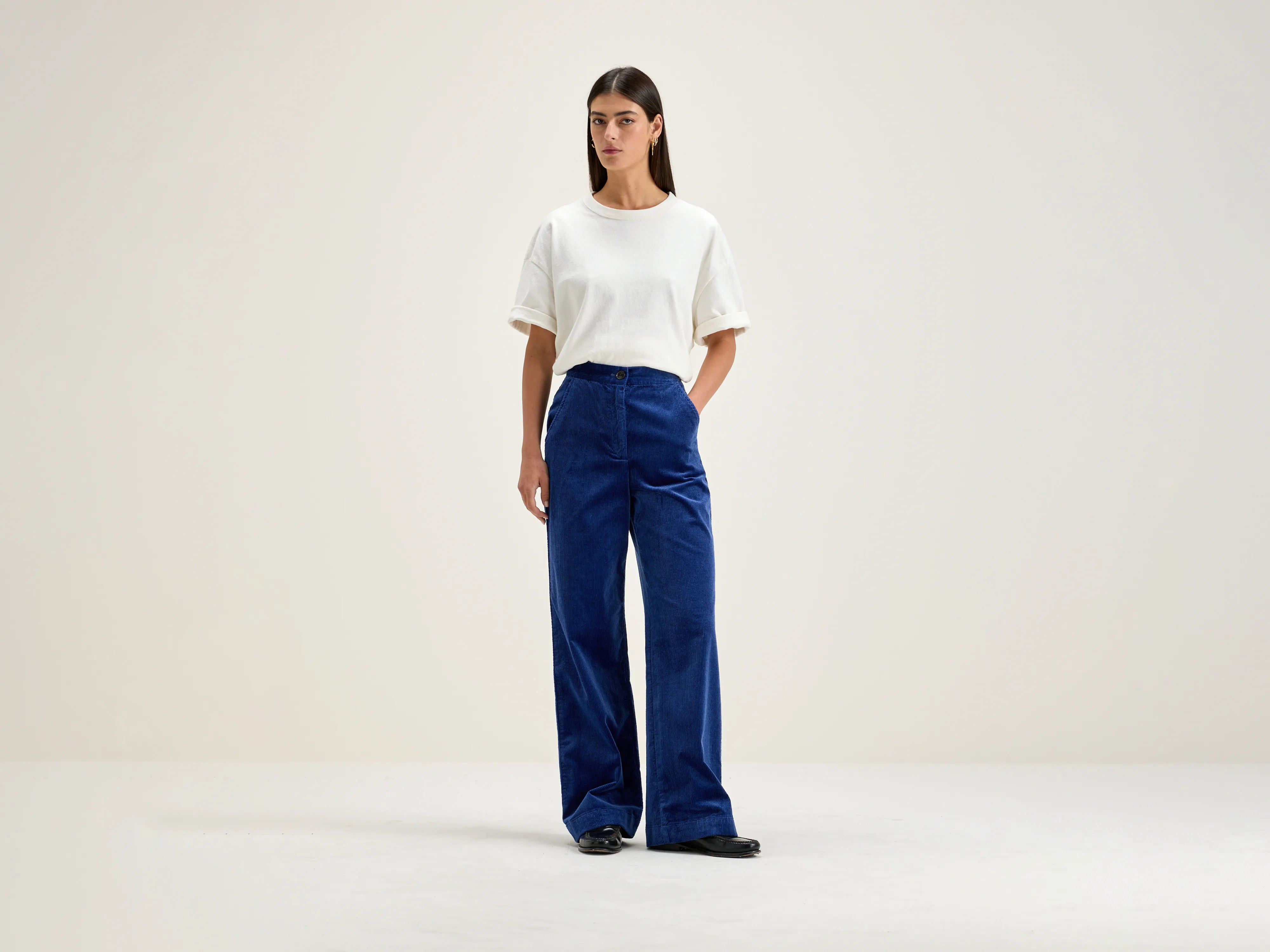 Gabor straight wide trousers (242 / W / BLUE) Trousers Culottes Wide Leg