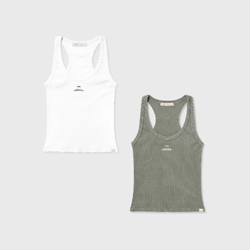 Ribbed Tank Tops Pack X 2 - White & Gray cropped tank top