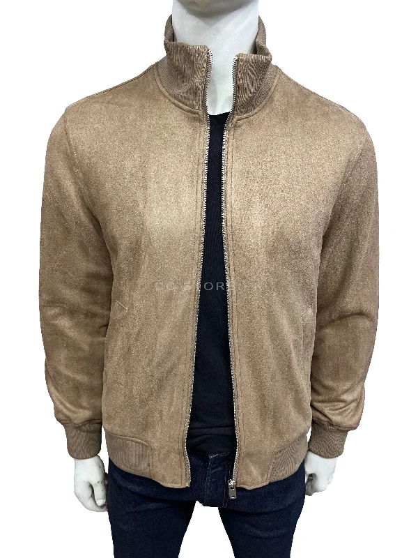 ZR Suede Funnel Neck Beige Jacket (405) Tiered Jacket Buttoned Jacket Zippered Jacket ZR Suede Funnel Neck Beige Jacket (405) Tiered Jacket Buttoned Jacket Zippered Jacket