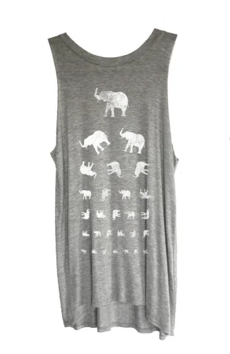 4th & Rose Elephant Eye Chart Heather Grey Muscle Tank v-neck tank top