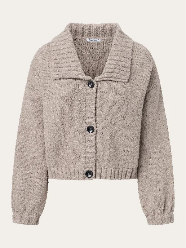 Mouline big collar cardigan - Light feather gray Spandex Rayon Corduroy