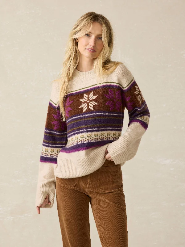 Snowdrift Sweater - Multi Snowflake Hooded Caped Shawl Collar