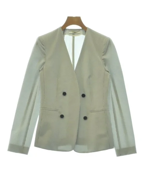 BEIGE, Collarless jackets Zip Front Button Front Snap Front